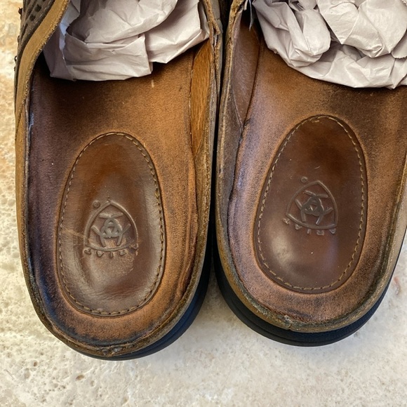 ARIAT Brown Suede Leather Clog Shoes Women’s Size 10 Western Work Cutouts Studs - Picture 6 of 12